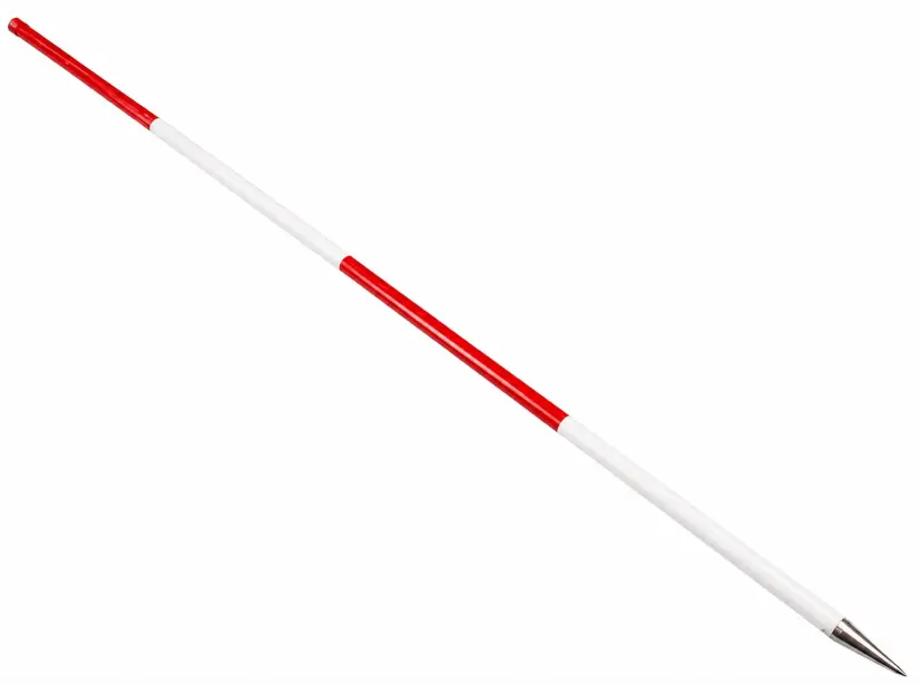 Jalonstok Nestle hout 200 cm geplastificeerd boven rood stalen punt