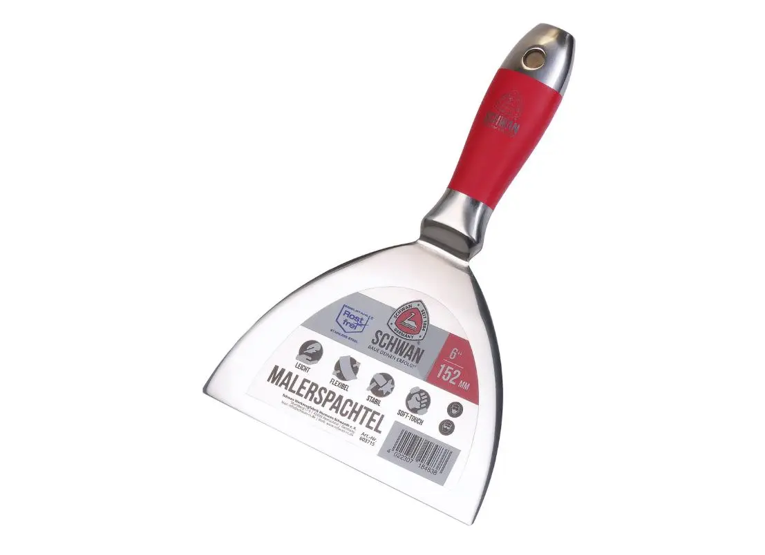 Plamuurmes 152 mm geheel RVS met softgreep Schwan